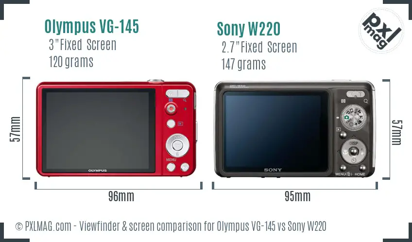 Olympus VG-145 vs Sony W220 Screen and Viewfinder comparison