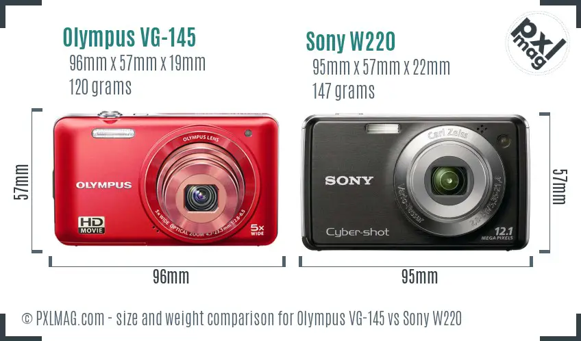 Olympus VG-145 vs Sony W220 size comparison