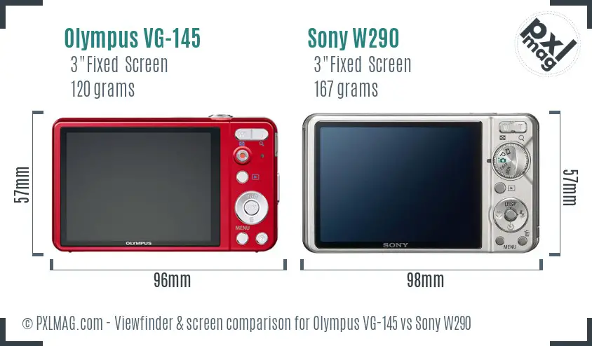 Olympus VG-145 vs Sony W290 Screen and Viewfinder comparison