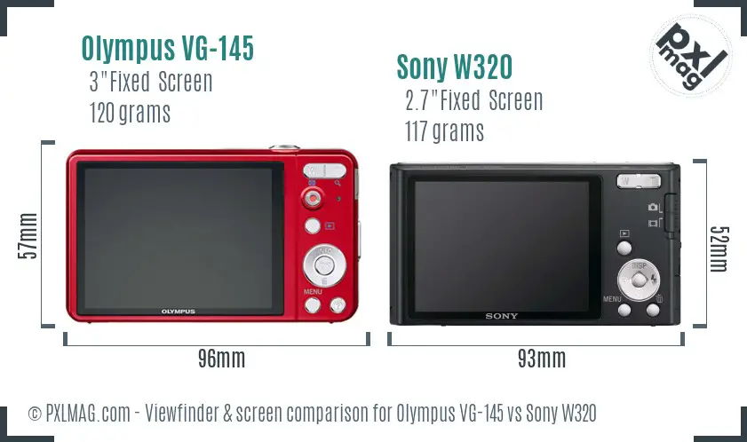 Olympus VG-145 vs Sony W320 Screen and Viewfinder comparison