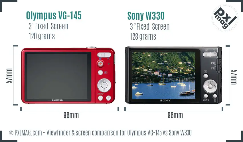 Olympus VG-145 vs Sony W330 Screen and Viewfinder comparison