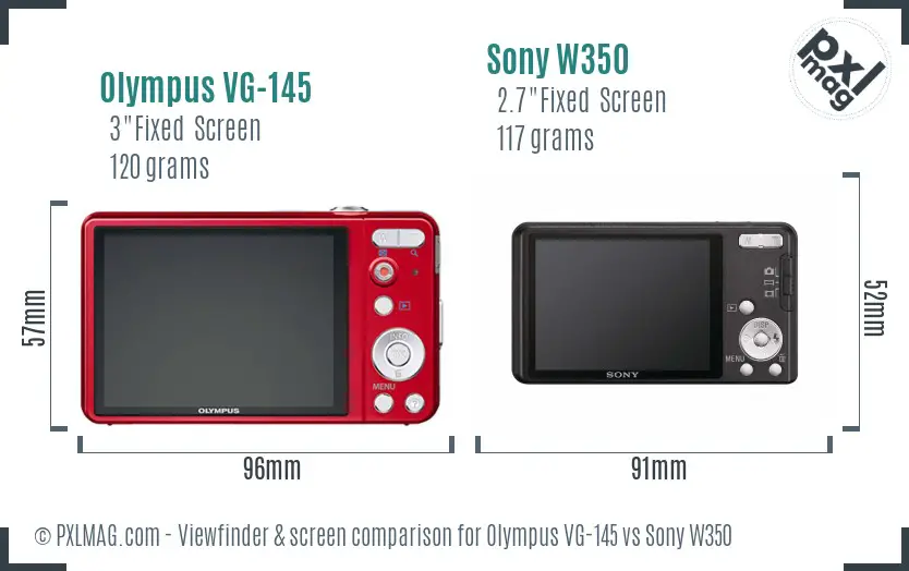 Olympus VG-145 vs Sony W350 Screen and Viewfinder comparison