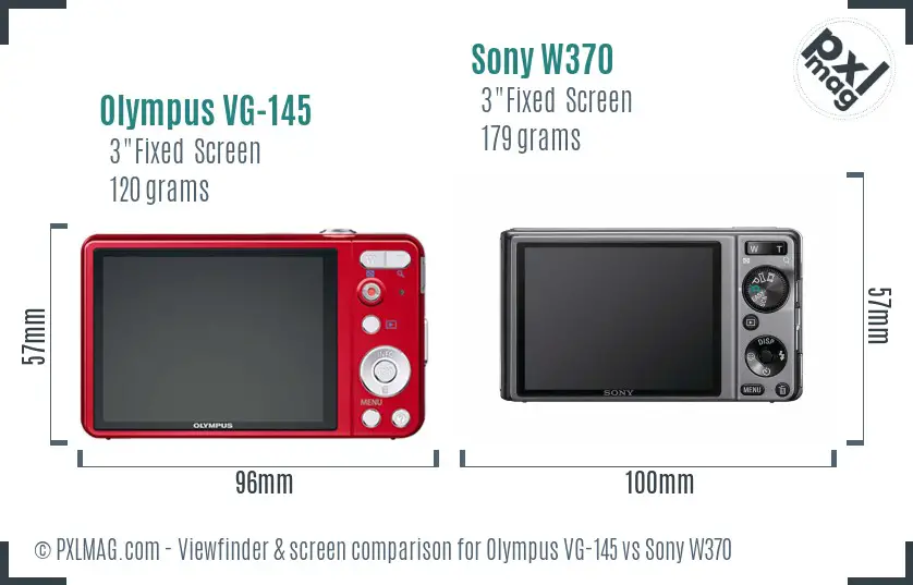 Olympus VG-145 vs Sony W370 Screen and Viewfinder comparison