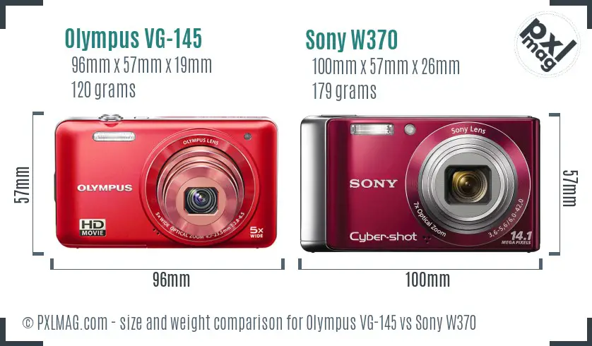 Olympus VG-145 vs Sony W370 size comparison