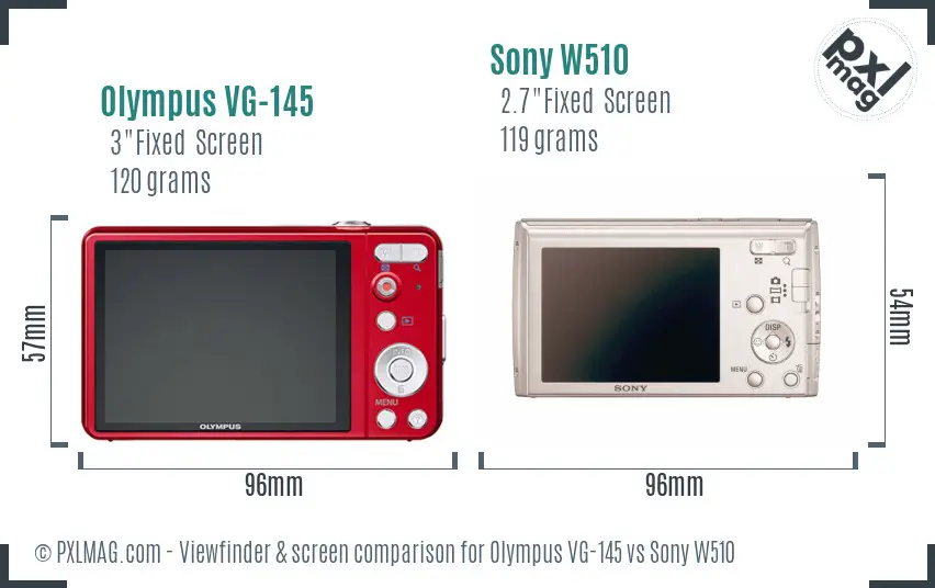 Olympus VG-145 vs Sony W510 Screen and Viewfinder comparison