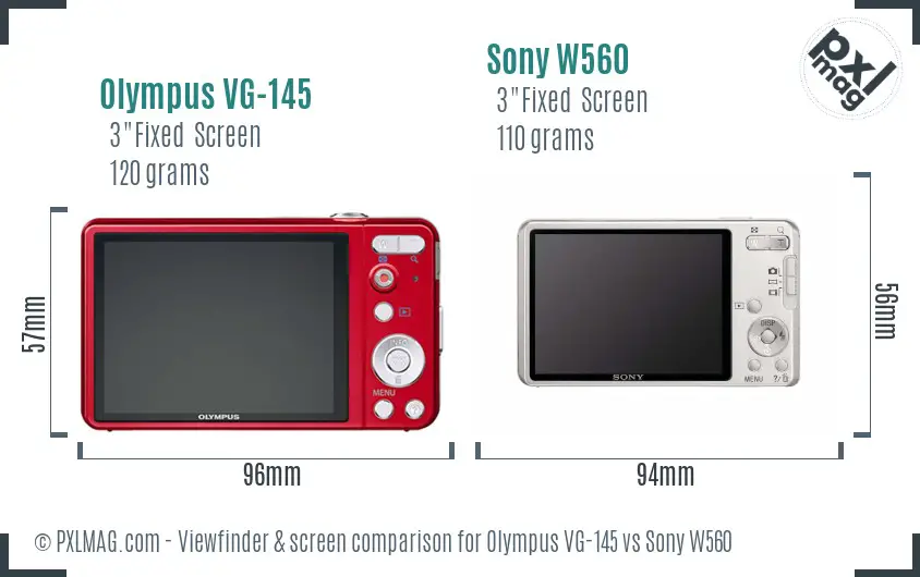 Olympus VG-145 vs Sony W560 Screen and Viewfinder comparison