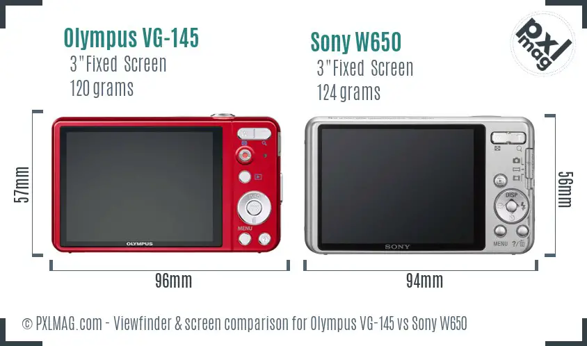 Olympus VG-145 vs Sony W650 Screen and Viewfinder comparison