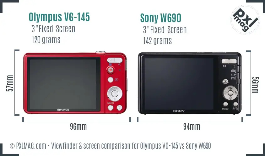 Olympus VG-145 vs Sony W690 Screen and Viewfinder comparison
