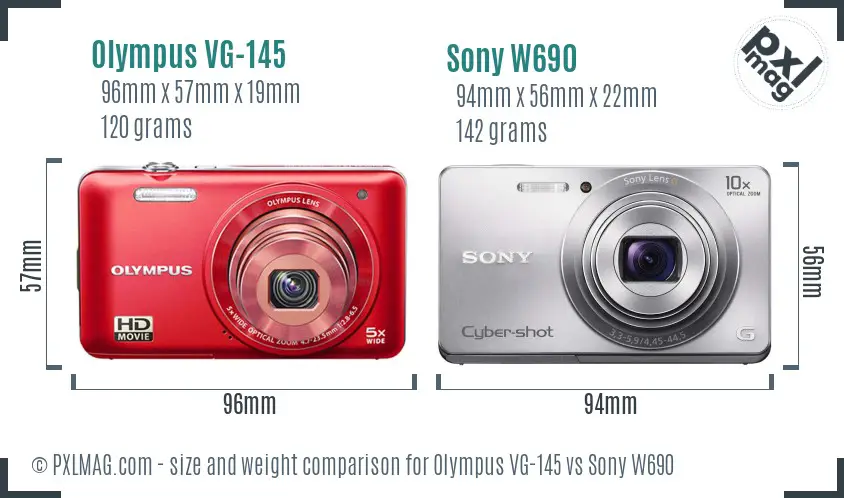 Olympus VG-145 vs Sony W690 size comparison