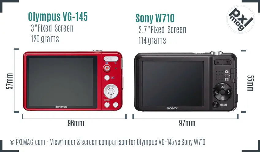 Olympus VG-145 vs Sony W710 Screen and Viewfinder comparison