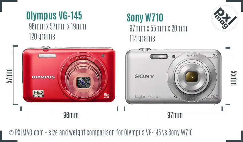 Olympus VG-145 vs Sony W710 size comparison