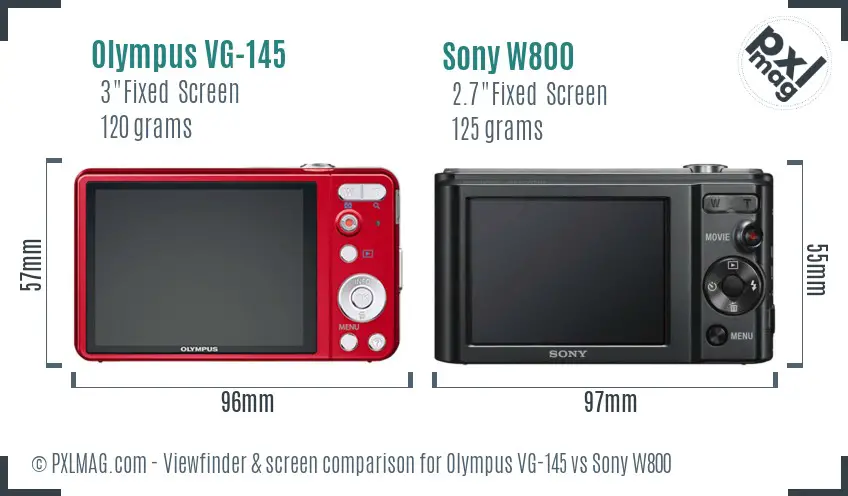Olympus VG-145 vs Sony W800 Screen and Viewfinder comparison