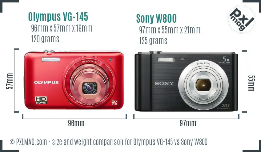 Olympus VG-145 vs Sony W800 size comparison