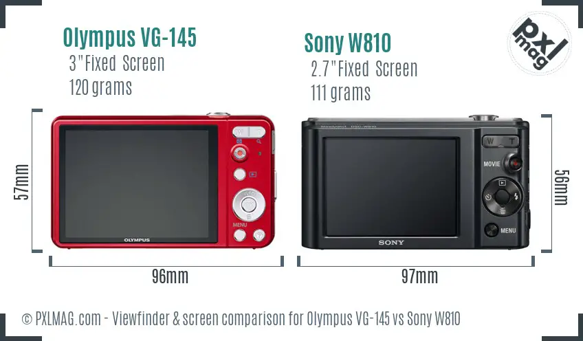 Olympus VG-145 vs Sony W810 Screen and Viewfinder comparison