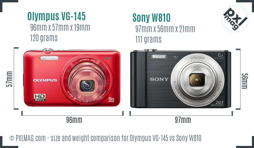 Olympus VG-145 vs Sony W810 size comparison