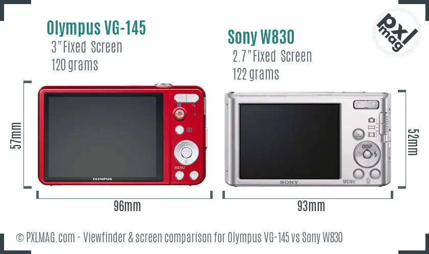 Olympus VG-145 vs Sony W830 Screen and Viewfinder comparison
