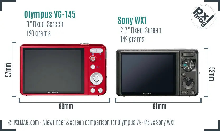 Olympus VG-145 vs Sony WX1 Screen and Viewfinder comparison