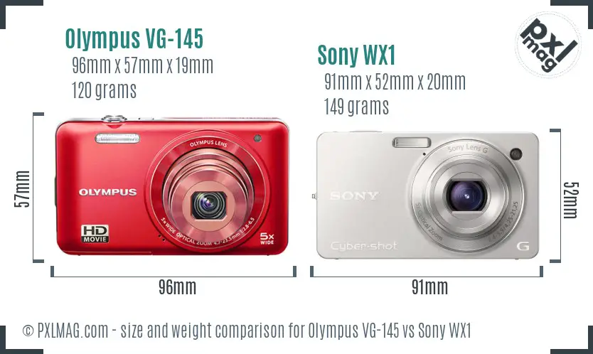 Olympus VG-145 vs Sony WX1 size comparison