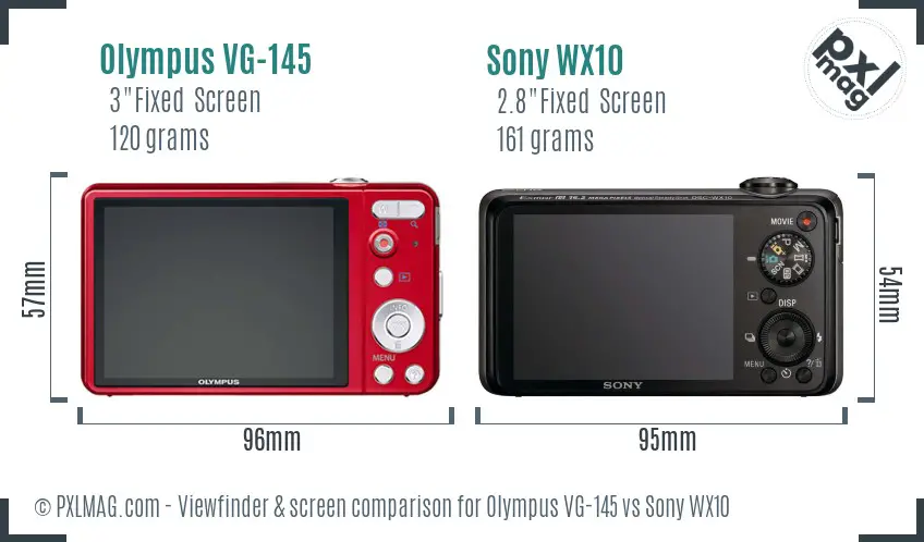 Olympus VG-145 vs Sony WX10 Screen and Viewfinder comparison