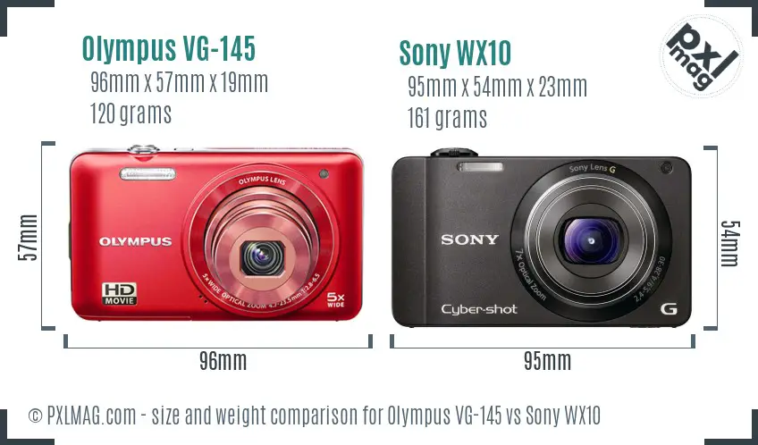 Olympus VG-145 vs Sony WX10 size comparison