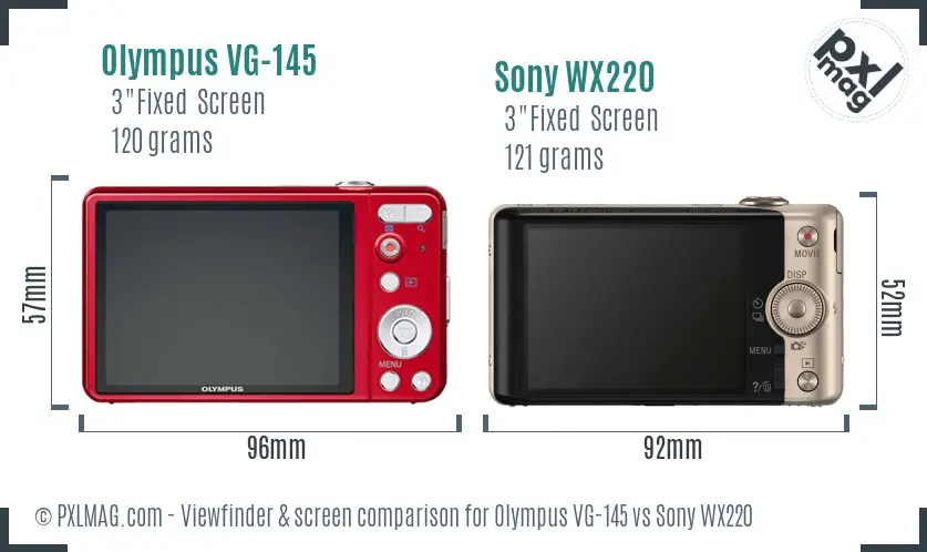 Olympus VG-145 vs Sony WX220 Screen and Viewfinder comparison