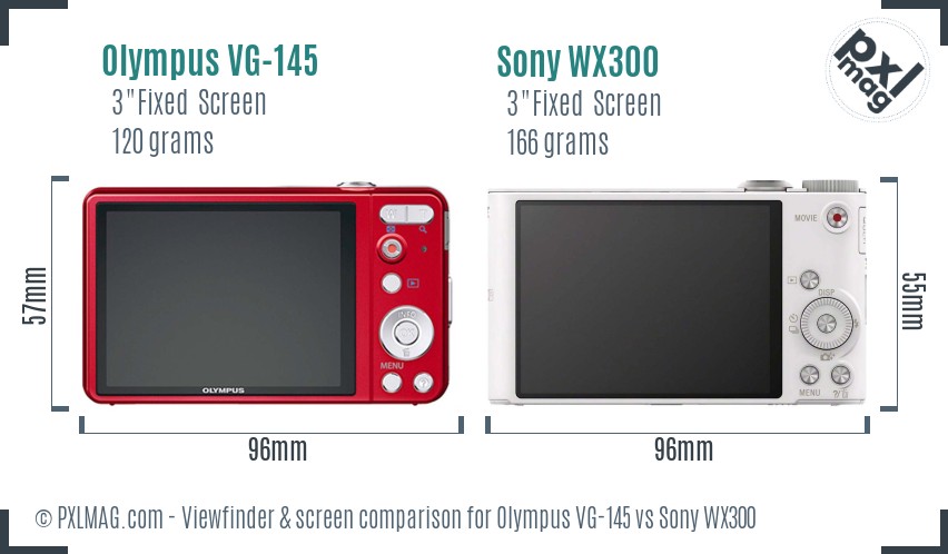 Olympus VG-145 vs Sony WX300 Screen and Viewfinder comparison