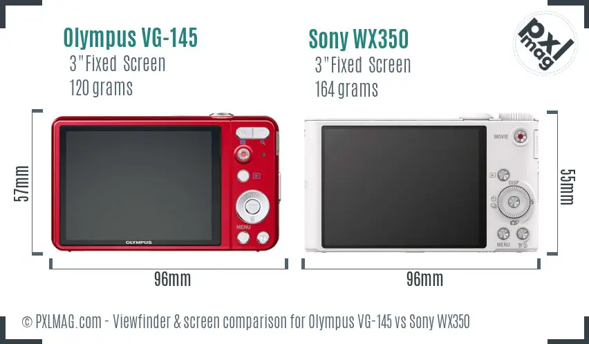 Olympus VG-145 vs Sony WX350 Screen and Viewfinder comparison