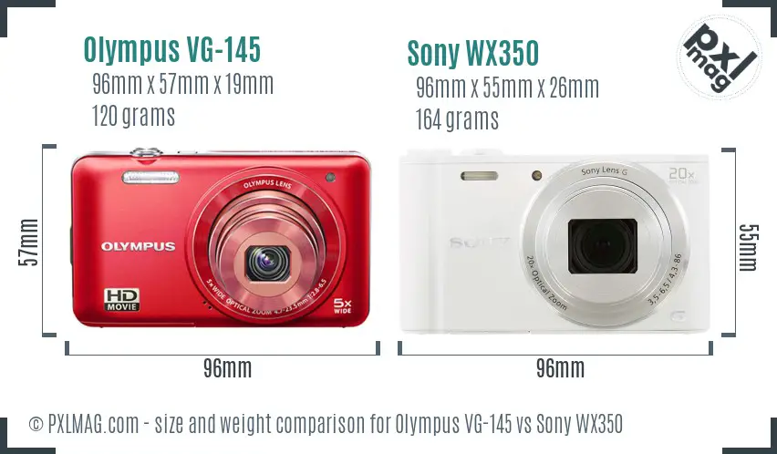 Olympus VG-145 vs Sony WX350 size comparison