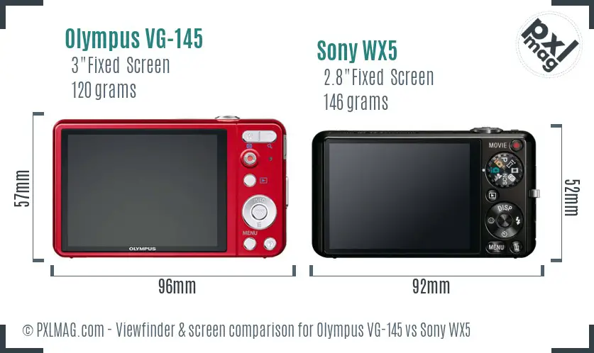 Olympus VG-145 vs Sony WX5 Screen and Viewfinder comparison