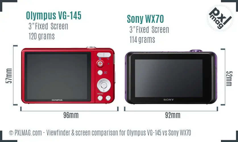 Olympus VG-145 vs Sony WX70 Screen and Viewfinder comparison