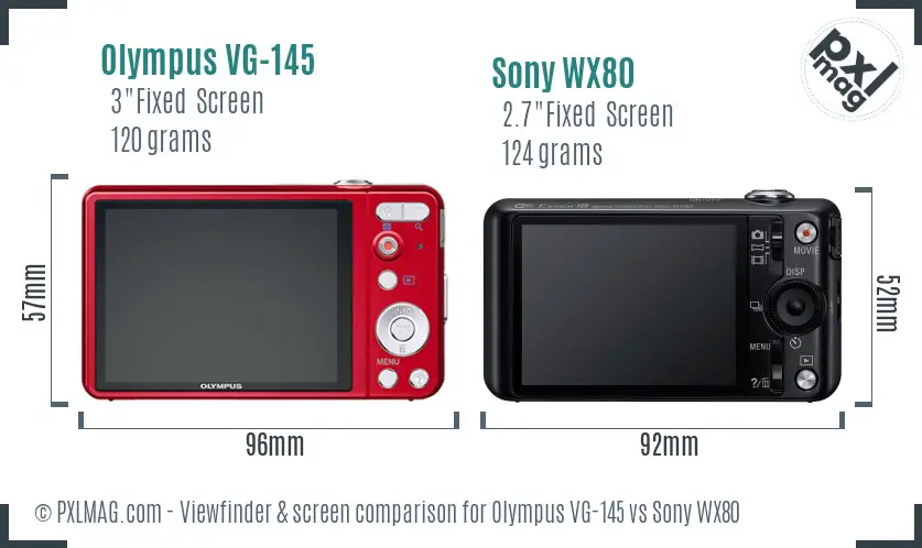 Olympus VG-145 vs Sony WX80 Screen and Viewfinder comparison