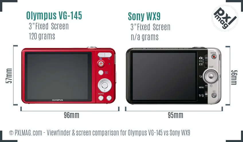 Olympus VG-145 vs Sony WX9 Screen and Viewfinder comparison