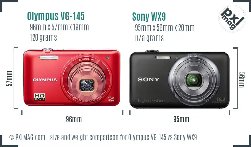 Olympus VG-145 vs Sony WX9 size comparison