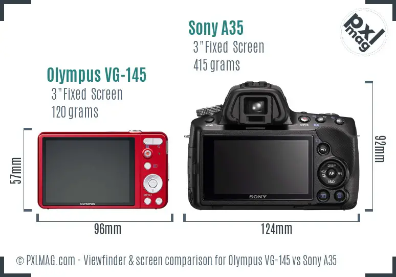 Olympus VG-145 vs Sony A35 Screen and Viewfinder comparison