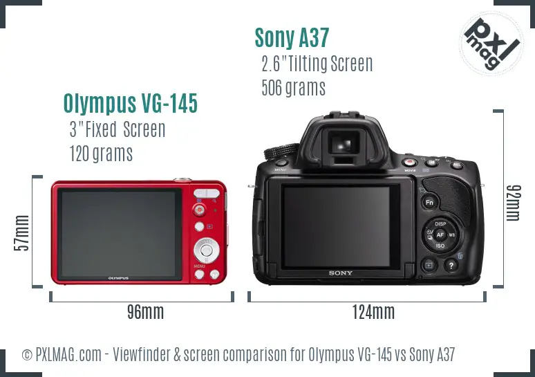 Olympus VG-145 vs Sony A37 Screen and Viewfinder comparison
