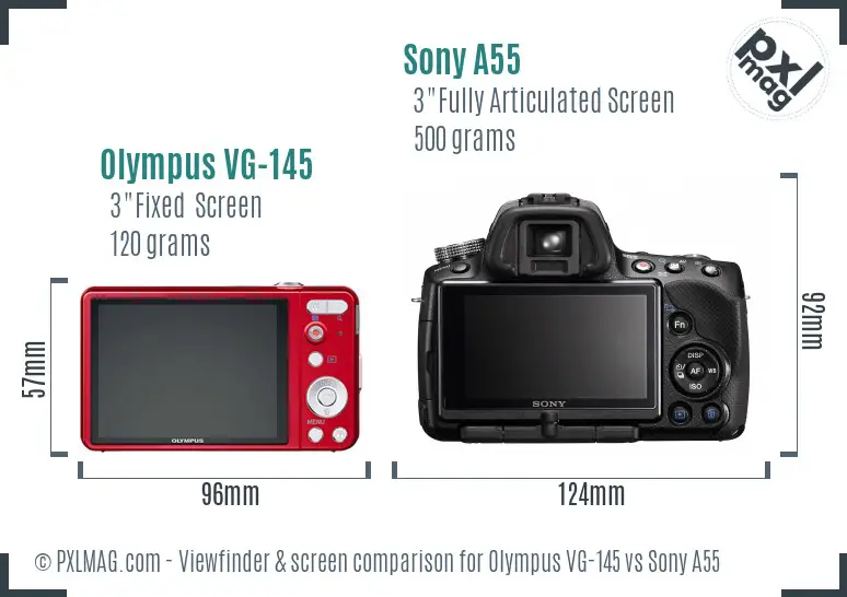 Olympus VG-145 vs Sony A55 Screen and Viewfinder comparison