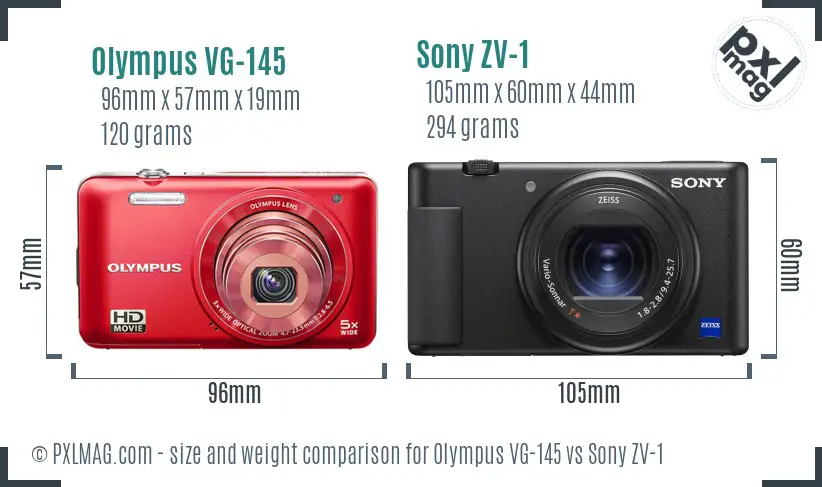 Olympus VG-145 vs Sony ZV-1 size comparison