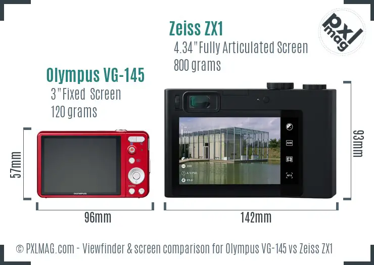 Olympus VG-145 vs Zeiss ZX1 Screen and Viewfinder comparison