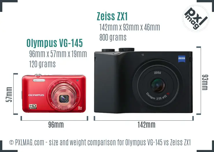 Olympus VG-145 vs Zeiss ZX1 size comparison