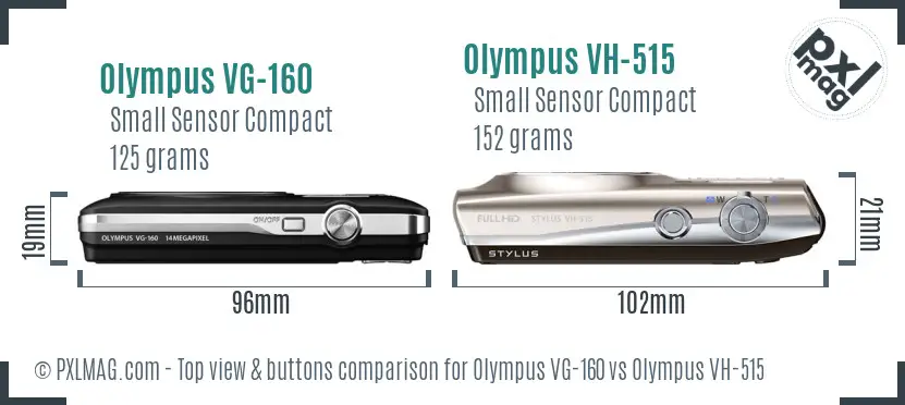 Olympus VG-160 vs Olympus VH-515 top view buttons comparison