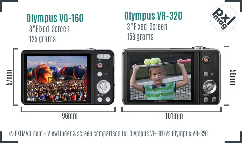 Olympus VG-160 vs Olympus VR-320 Screen and Viewfinder comparison