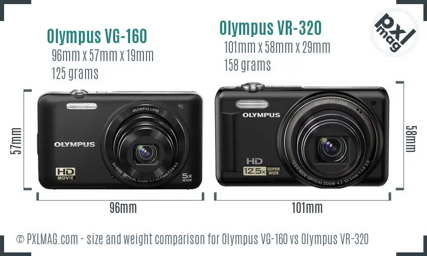 Olympus VG-160 vs Olympus VR-320 size comparison