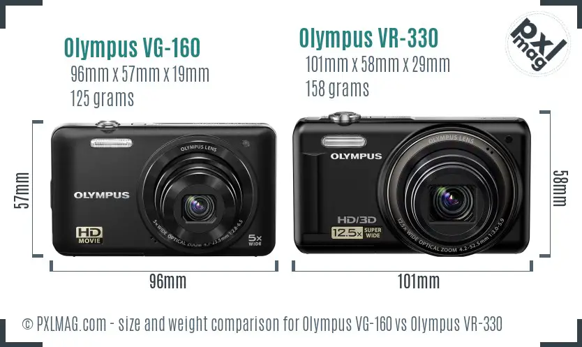 Olympus VG-160 vs Olympus VR-330 size comparison