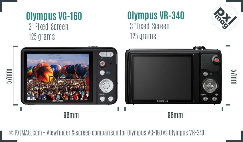 Olympus VG-160 vs Olympus VR-340 Screen and Viewfinder comparison