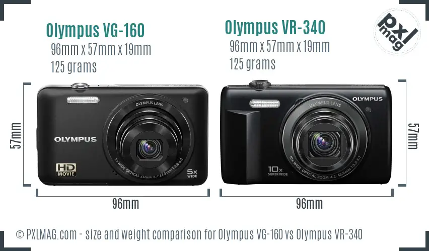 Olympus VG-160 vs Olympus VR-340 size comparison