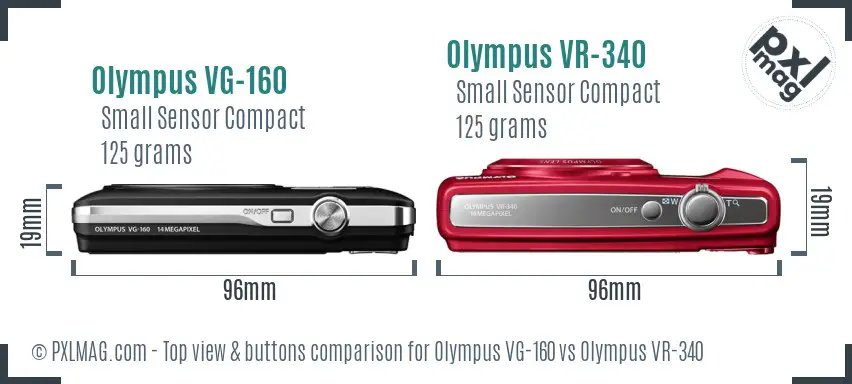 Olympus VG-160 vs Olympus VR-340 top view buttons comparison