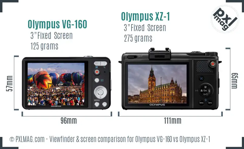Olympus VG-160 vs Olympus XZ-1 Screen and Viewfinder comparison