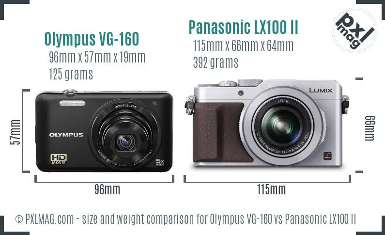Olympus VG-160 vs Panasonic LX100 II size comparison