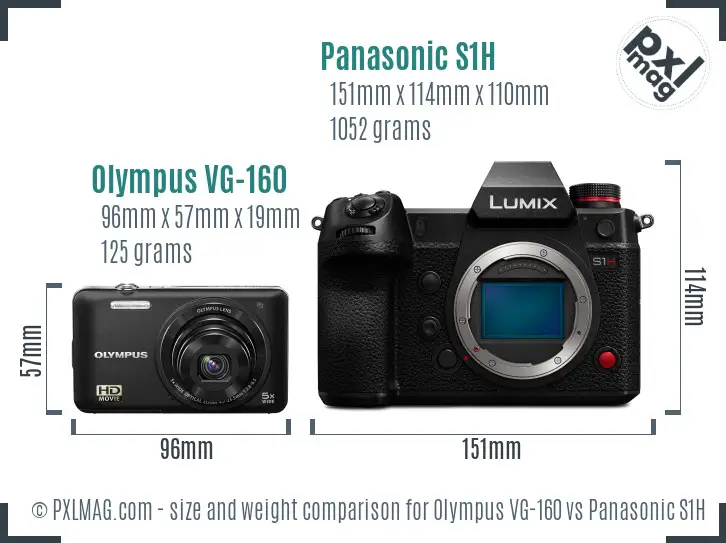 Olympus VG-160 vs Panasonic S1H size comparison