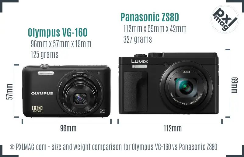 Olympus VG-160 vs Panasonic ZS80 size comparison